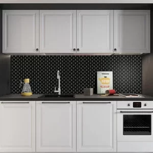 Image of House of Mosaics Mini Metro Black Self Adhesive Mosaic Tile