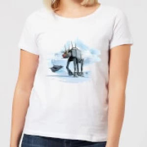 Image of Star Wars AT-AT Reindeer Womens Christmas T-Shirt - White - M
