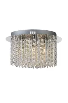 Image of Charlton Round Crystal Chandelier Glass Droplet 4-Lights Pendant Lamp