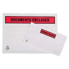 Image of Packing List A5 225mm x 165mm Polythene Plain Envelopes 1 x Pack of