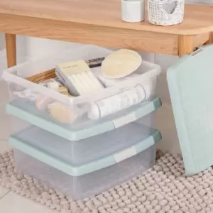 Image of Wham Set 3 Clip 13.2 Litre Square Box & Lid - Sage/Cream