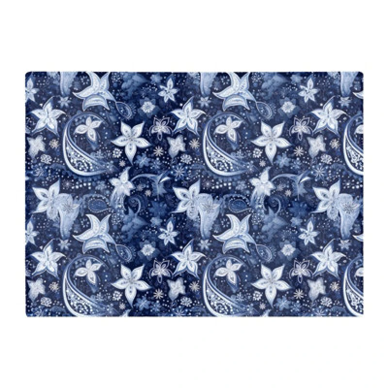 Image of Warren Reed Designer Paisley Christmas Stars Blue Glass Chopping Board