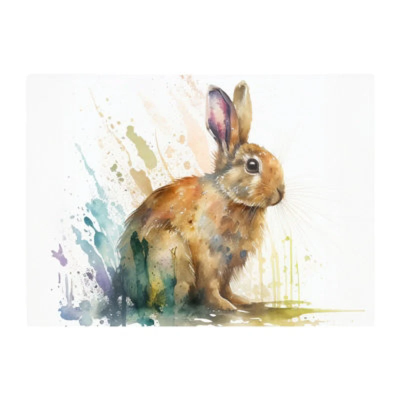 Image of Warren Reed Designer Rabbit Splash Watercolour Glass Chopping Board