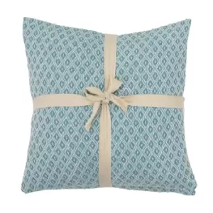 Image of Simply Green Recycled Cotton Geometric Cushion Blue