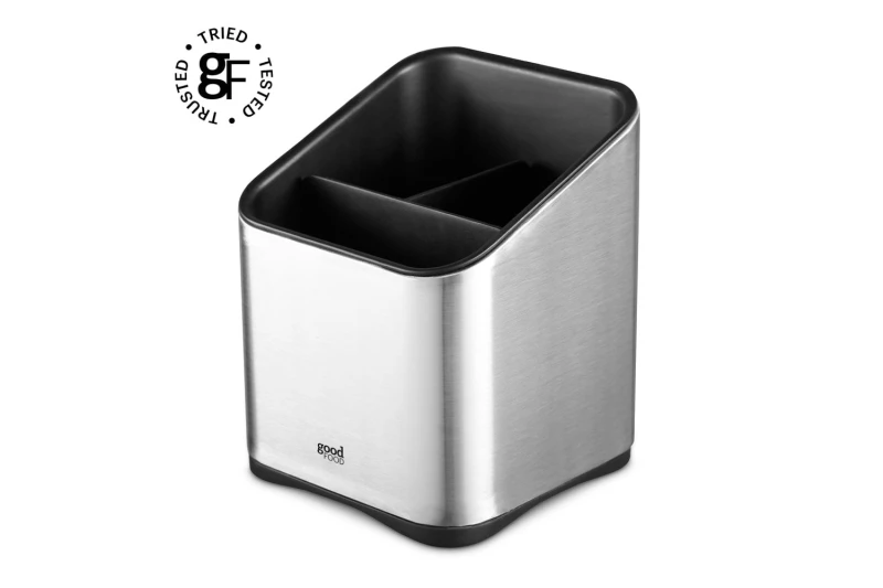 Image of Tower Tower GF826192 Utensil Holder with Mirror Finish and Silicone Non-Slip Base, Stainless Steel in Grey Grey A Unisex 5056462376639