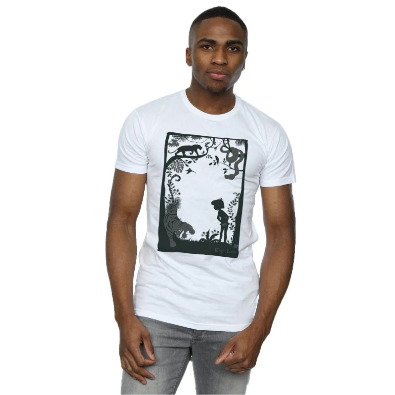 Image of Disney Men The Jungle Book Silhouette Poster T-Shirt in White Size: Small White S Male 5057245537551