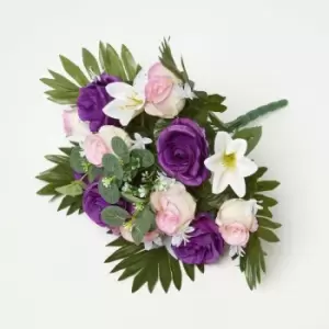 Image of Purple Rose & Lily Bouquet - Purple - Homescapes