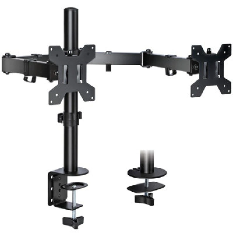 Image of Futura Dual Monitor Arm For 13 To 27" Screens - Dual Monitor Desk Mount With Clamp 90 Tilt And 360 Rotation & 180 Swivel