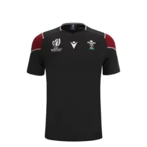 Image of Macron Wales Rugby Training Shirt 2023 2024 Juniors - Black