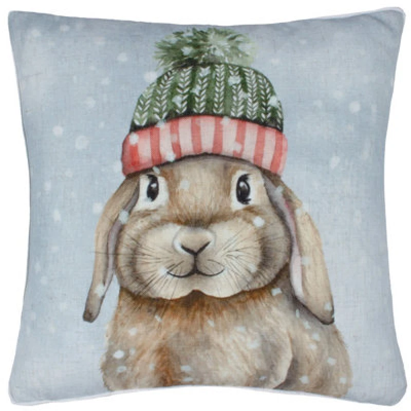 Image of Evans Lichfield Winter Rabbit Festive Polyester Filled Cushion Multi