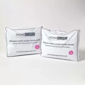 Image of Homescapes - Premium White Goose Down 15 Tog All Seasons Duvet, Double - White
