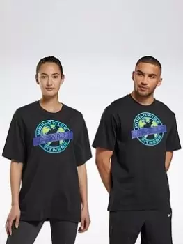 Image of Reebok Les Mills Oversized Graphic T-Shirt - Black, Size S, Men