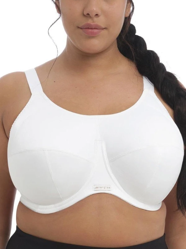 Image of Elomi Womens Energise Full Cup Side Support Sports Bra in White Size: 36G White Female 36G
