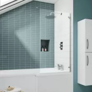 Image of Ella Square Hinged Bath Screen 1410mm h x 782mm w - 5mm Glass - Nuie