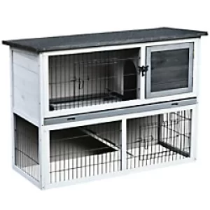 Image of PawHut Rabbit Hutch Light Grey, Dark Grey, Black 450 mm x 1080 mm x 780 mm