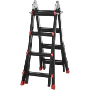 Image of 4M Aluminium Duo Ladder Telescopic Herringbone Multi Purpose DIY Non-Slip - Homcom