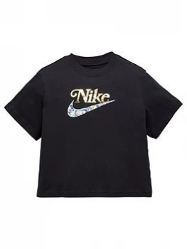 Image of Nike Girls NSW Boxy Energy T-Shirt - Black, Size S=8-10 Years, Women