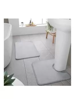 Image of Catherine Lansfield Anti-Bacterial Memory Foam Bath And Pedestal Mat Set