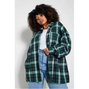 Image of I Saw It First Plus Size Oversized Check Shirt - Green