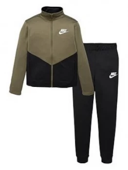 Image of Nike Boys Nsw Core Poly Futura Tracksuit - Khaki/Black