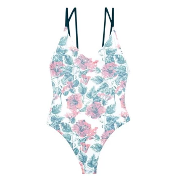 Image of Jack Wills Clifton Strappy Low Back Swimsuit - Pink Floral