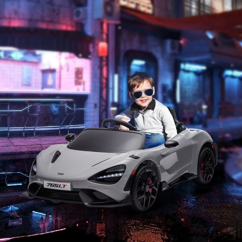 Image of AIYAPLAY Orange McLaren 765LT Licensed 12V Kids Ride on Car w/ MP3 Music - Grey TJ Hughes 5061025034918