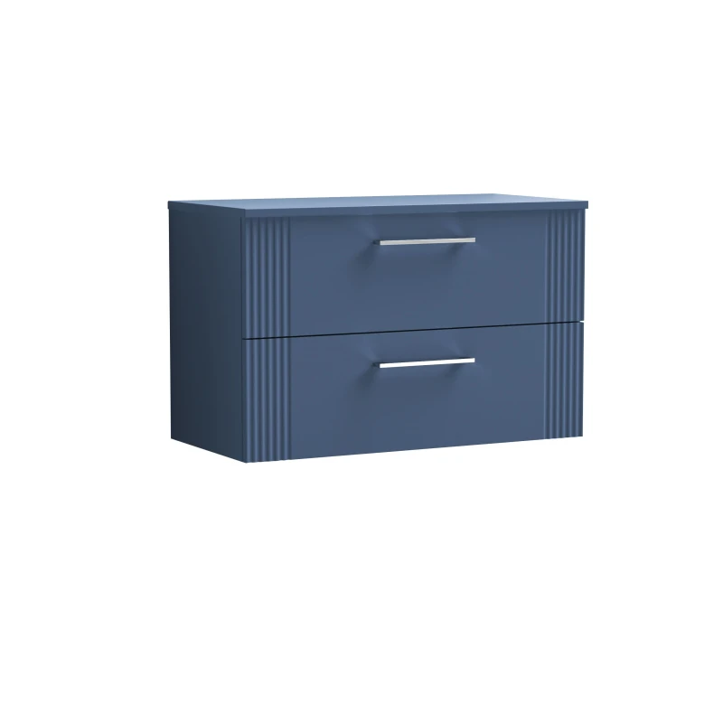 Image of Balterley 2 Drawer Wall Hung Vanity Colour Match Laminate Worktop Blue 800mm Blue