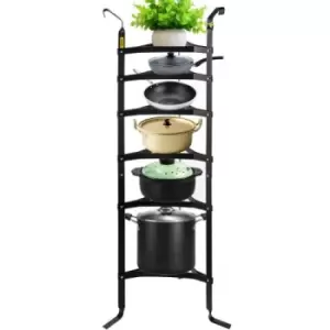 Image of VEVOR 6-Tier Cookware Stand, 61-inch Multi-Layer Pot Rack, Carbon Steel Cookware Shelf, Cookware Storage Tower, Unassembled Kitchen Corner Shelf Rack