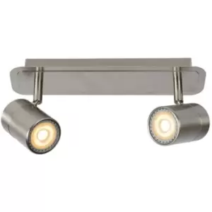 Image of Lucide LENNERT - Twin Ceiling Spotlight - LED Dim. - GU10 - 2x5W 3000K - Satin Chrome