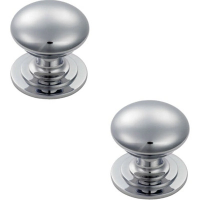 Image of Loops 2x Victorian Round Cupboard Door Knob 42mm Dia Polished Chrome Cabinet Handle Multi unisex