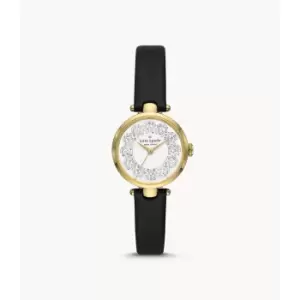 Image of Kate Spade New York Womens Holland Three-Hand Leather Watch - Black