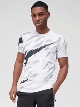 Image of adidas Own The Run Tiger Camo T-Shirt - White/Black Size M Men