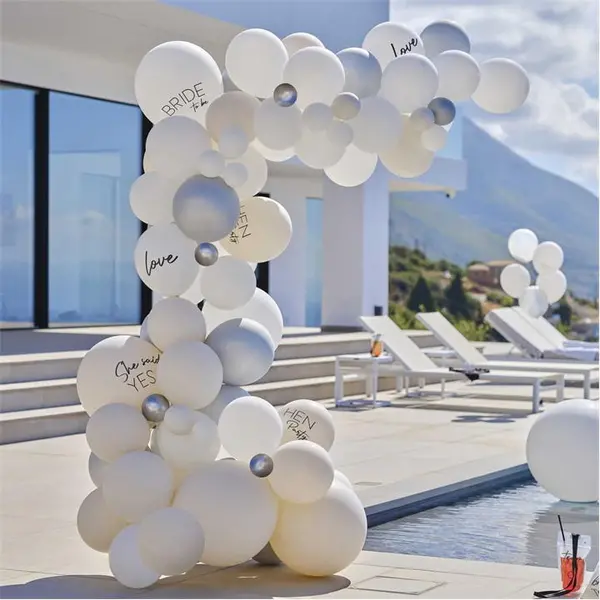Image of Ginger Ray White & Silver Hen Party Balloon Arch Kit Balloons One size None 76314669000