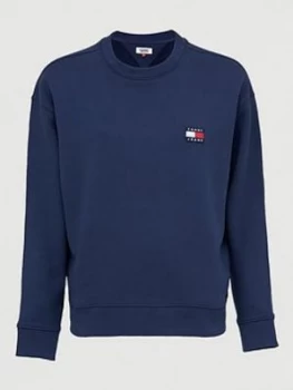 Image of Tommy Jeans Tommy Badge Crew Sweatshirt - Navy