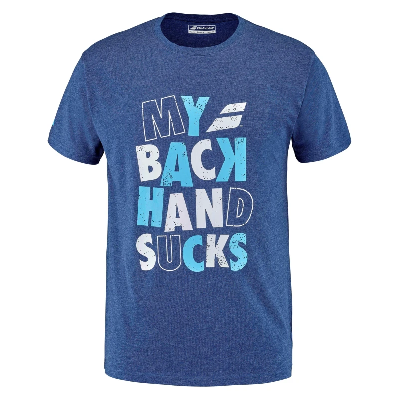 Image of Babolat Babolat Graphic Message T-Shirt Adults - Blue S Male