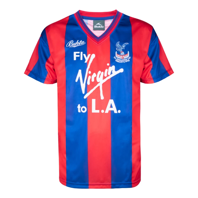 Image of Score Draw Crystal Palace 1990 FA Cup Final Bukta Retro Shirt CRYP90HFACFPYSS-S S Mens Sportswear