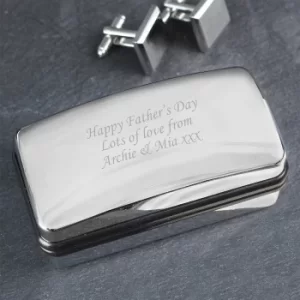 Image of Personalised Silver-Toned Cufflink Box