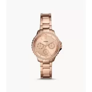 Image of Fossil Womens Izzy Multifunction Rose Gold-Tone Stainless Steel Watch - Rose Gold