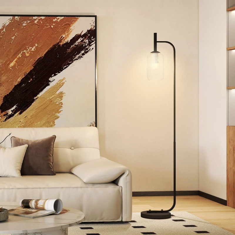 Image of HOMCOM HOMCOM Modern Floor Lamp with Foot Switch for Living Room in Gold Gold One Size Unisex 5063603059801