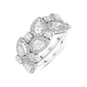 Image of Platinum Diamond Pear Cut Statement Cluster Ring