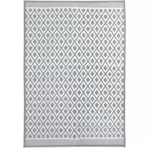 Image of Small Diamond Waterproof Indoor/Outdoor Rug 170x120cm - Grey, White / Small Diamond - Charles Bentley
