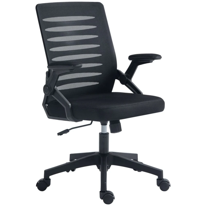 Image of Vinsetto Mesh Office Chair Home Swivel Task Chair W/ Lumbar Support, Arm, Black 921-512V71BK
