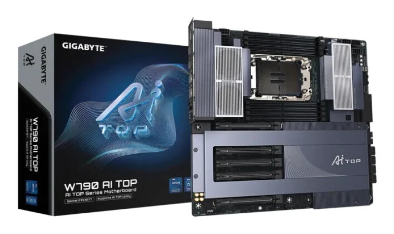 Image of Gigabyte Gigabyte W790 AI TOP Motherboard - Supports Intel Xeon CPUs, 16+2+2 phases VRM, up to 5600MHz DDR5 (OC), 4xPCIe 5.0 + 2xPCIe 4.0 M.2, WiFi 7