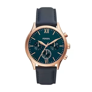 Image of Fossil Men Fenmore Midsize Multifunction Navy Leather Watch