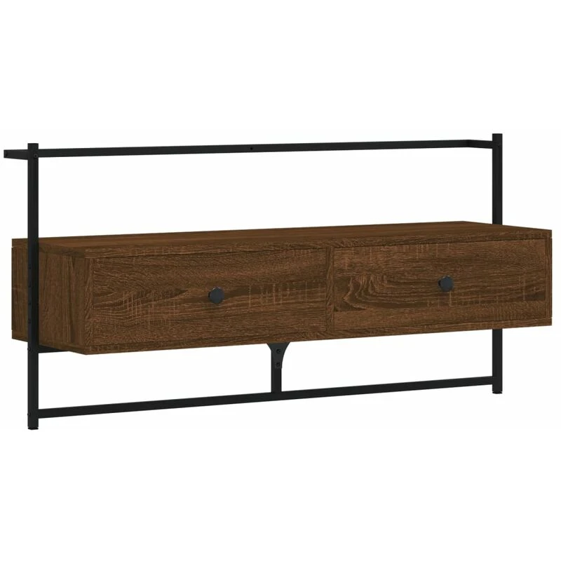 Image of Vidaxl TV Cabinet Wall-mounted Brown Oak 100.5X30X51cm Engineered Wood, Brown 833462