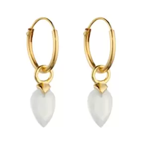 Image of Candy Kite Gold Plated Silver April Birthstone Chalcedony Hoop Earrings