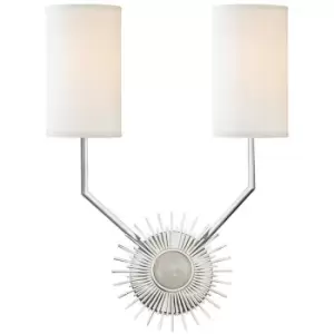 Image of Borland 2 Light Wall Sconce Polished Nickel, Silk