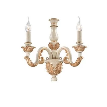 Image of Giglio 2 Light Indoor Candle Wall Light White, Gold, E14