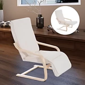 Image of HOMCOM Wooden Lounger Rocking Armchair with Adjustable Footrest Creamy White