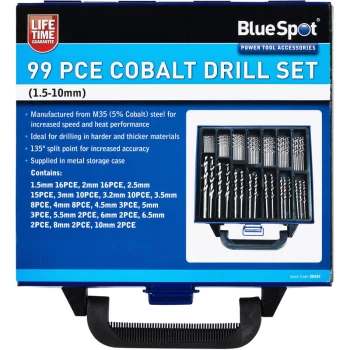 Image of 20343 99 Piece Cobalt Drill Set (1.5 to 10mm) - Bluespot